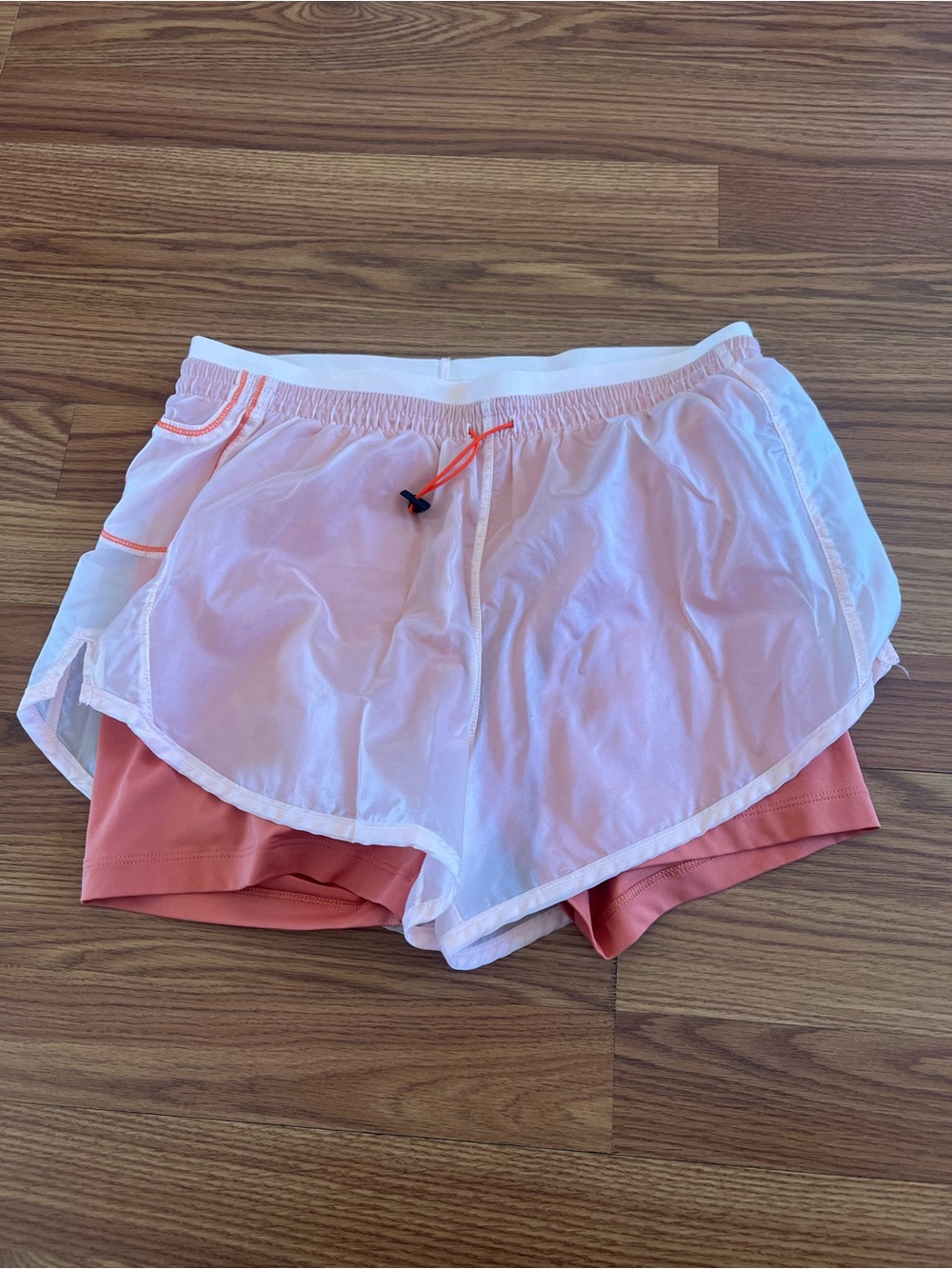 Nike Pink Layered Athletic Shorts with Coral Liner